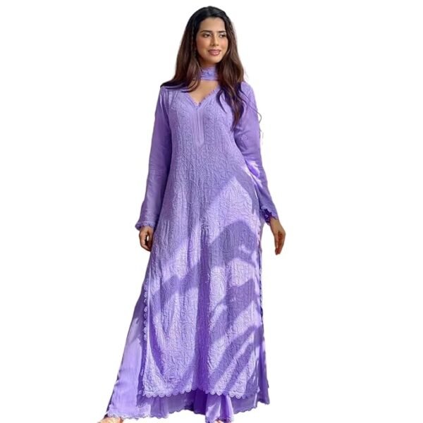 ANAGH APPARELS Lavender Chikankari Ethnic Suit Set - Image 2
