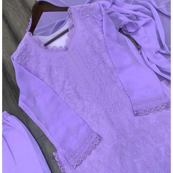 ANAGH APPARELS Lavender Chikankari Ethnic Suit Set - Image 4
