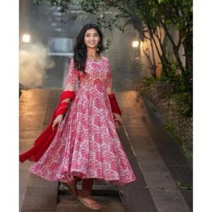 Elegant Floral Georgette Anarkali Gown