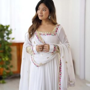ANAGH APPARELS Heavy Georgette Embroidered Salwar Suit Set