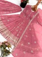 Elegant Heavy Embroidered Sequence Work Set (peach) - Image 9