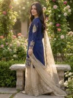 Pure Heavy GMY SILK With Heavy Embroidery Coding Dori-Sequence Work (Blue) - Image 4