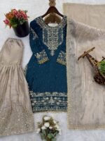 Pure Heavy GMY SILK With Heavy Embroidery Coding Dori-Sequence Work (Rama) - Image 7