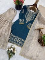 Pure Heavy GMY SILK With Heavy Embroidery Coding Dori-Sequence Work (Rama) - Image 5