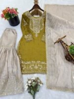 Pure Heavy GMY SILK With Heavy Embroidery Coding Dori-Sequence Work (Yellow) - Image 8
