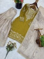 Pure Heavy GMY SILK With Heavy Embroidery Coding Dori-Sequence Work (Yellow) - Image 6