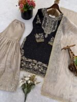 Pure Heavy GMY SILK With Heavy Embroidery Coding Dori-Sequence Work (Black) - Image 6