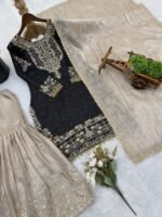 Pure Heavy GMY SILK With Heavy Embroidery Coding Dori-Sequence Work (Black) - Image 5