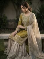 Pure Heavy GMY SILK With Heavy Embroidery Coding Dori-Sequence Work (Yellow) - Image 2