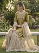 Pure Heavy GMY SILK With Heavy Embroidery Coding Dori-Sequence Work (Yellow) - Image 4