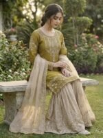 Pure Heavy GMY SILK With Heavy Embroidery Coding Dori-Sequence Work (Yellow) - Image 3