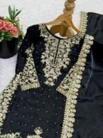 Pure GMY Silk with Heavy Embroidery Coding Sequence Work & Moti Work (Black) - Image 5