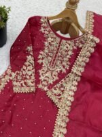 Pure GMY Silk with Heavy Embroidery Coding Sequence Work & Moti Work (Pink) - Image 9