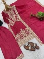 Pure GMY Silk with Heavy Embroidery Coding Sequence Work & Moti Work (Pink) - Image 8