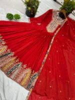Heavy Designer Party Wear Gown with Dupatta (Red) - Image 2