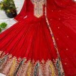 Heavy Designer Party Wear Gown with Dupatta (Red)