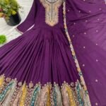 Heavy Designer Party Wear Gown with Dupatta (Purple)