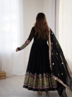 Elegant Embroidered Sequence Designer Anarkali Three Piece Set (Black) - Image 15