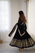 Elegant Embroidered Sequence Designer Anarkali Three Piece Set (Black) - Image 14