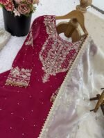 Pure Heavy GMY SILK With Heavy Embroidery Coding Dori-Sequence Work (Pink) - Image 8