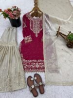 Pure Heavy GMY SILK With Heavy Embroidery Coding Dori-Sequence Work (Pink) - Image 11