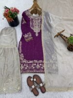 Pure Heavy GMY SILK With Heavy Embroidery Coding Dori-Sequence Work (Wine) - Image 8