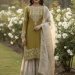 Pure Heavy GMY SILK With Heavy Embroidery Coding Dori-Sequence Work (Yellow)