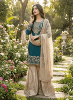 Pure Heavy GMY SILK With Heavy Embroidery Coding Dori-Sequence Work (Rama) - Image 4