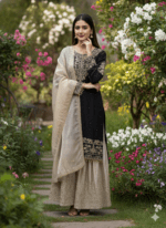Pure Heavy GMY SILK With Heavy Embroidery Coding Dori-Sequence Work (Black) - Image 4