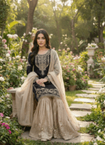 Pure Heavy GMY SILK With Heavy Embroidery Coding Dori-Sequence Work (Black) - Image 2