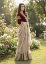 Pure Heavy GMY SILK With Heavy Embroidery Coding Dori-Sequence Work (Maroon) - Image 5