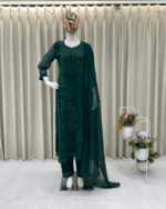 DESIGNER WEAR – EXCLUSIVE GEORGETTE EMBROIDERY SUIT WITH DUPATTA (Green)