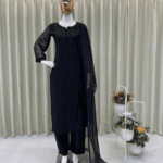 DESIGNER WEAR – EXCLUSIVE GEORGETTE EMBROIDERY SUIT WITH DUPATTA (Black)