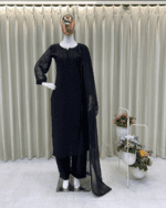 DESIGNER WEAR – EXCLUSIVE GEORGETTE EMBROIDERY SUIT WITH DUPATTA (Black)