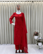 DESIGNER WEAR – EXCLUSIVE GEORGETTE EMBROIDERY SUIT WITH DUPATTA (Red)
