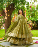 Elegant Heavy Embroidered Sequence Work Set (Green)