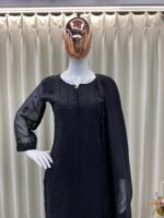 DESIGNER WEAR – EXCLUSIVE GEORGETTE EMBROIDERY SUIT WITH DUPATTA (Black) - Image 2