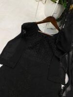 DESIGNER WEAR – EXCLUSIVE GEORGETTE EMBROIDERY SUIT WITH DUPATTA (Black) - Image 7