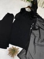 DESIGNER WEAR – EXCLUSIVE GEORGETTE EMBROIDERY SUIT WITH DUPATTA (Black) - Image 8