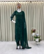 DESIGNER WEAR – EXCLUSIVE GEORGETTE EMBROIDERY SUIT WITH DUPATTA (Green) - Image 2