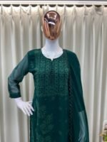 DESIGNER WEAR – EXCLUSIVE GEORGETTE EMBROIDERY SUIT WITH DUPATTA (Green) - Image 3