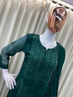DESIGNER WEAR – EXCLUSIVE GEORGETTE EMBROIDERY SUIT WITH DUPATTA (Green) - Image 4