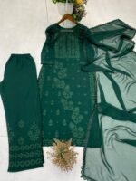DESIGNER WEAR – EXCLUSIVE GEORGETTE EMBROIDERY SUIT WITH DUPATTA (Green) - Image 5