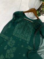 DESIGNER WEAR – EXCLUSIVE GEORGETTE EMBROIDERY SUIT WITH DUPATTA (Green) - Image 6