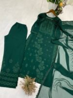DESIGNER WEAR – EXCLUSIVE GEORGETTE EMBROIDERY SUIT WITH DUPATTA (Green) - Image 7