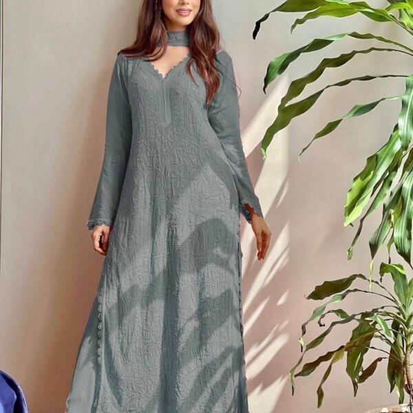 PLAZO WITH DUPATTA (Grey)