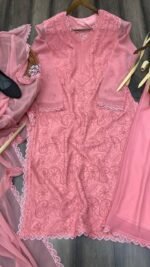 PLAZO WITH DUPATTA (Ruby Pink) - Image 2