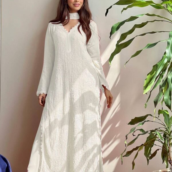 PLAZO WITH DUPATTA (White)