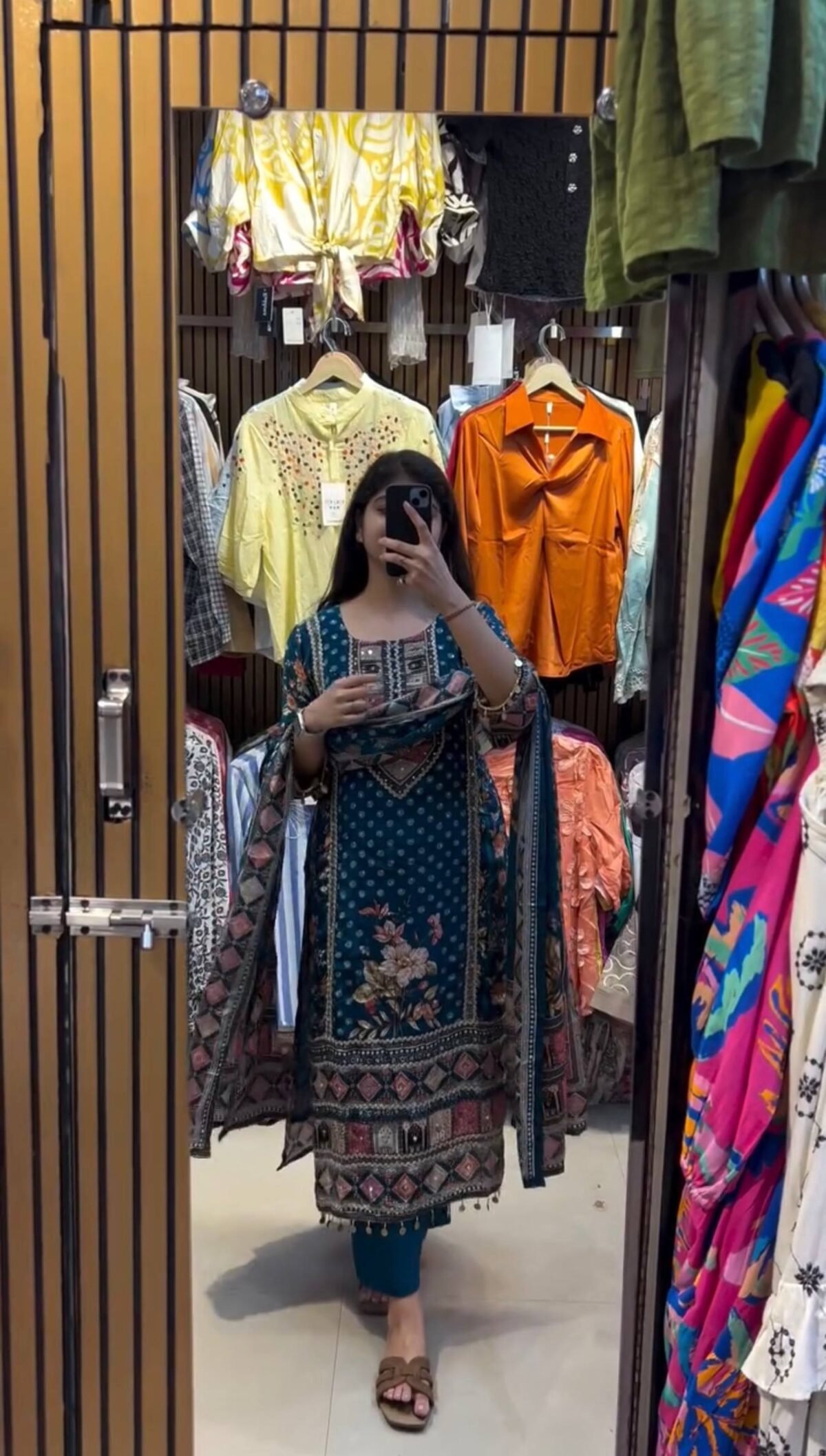 Perfect for Party & Wedding – Designer Printed Pant Set with Mirror Work - Image 2