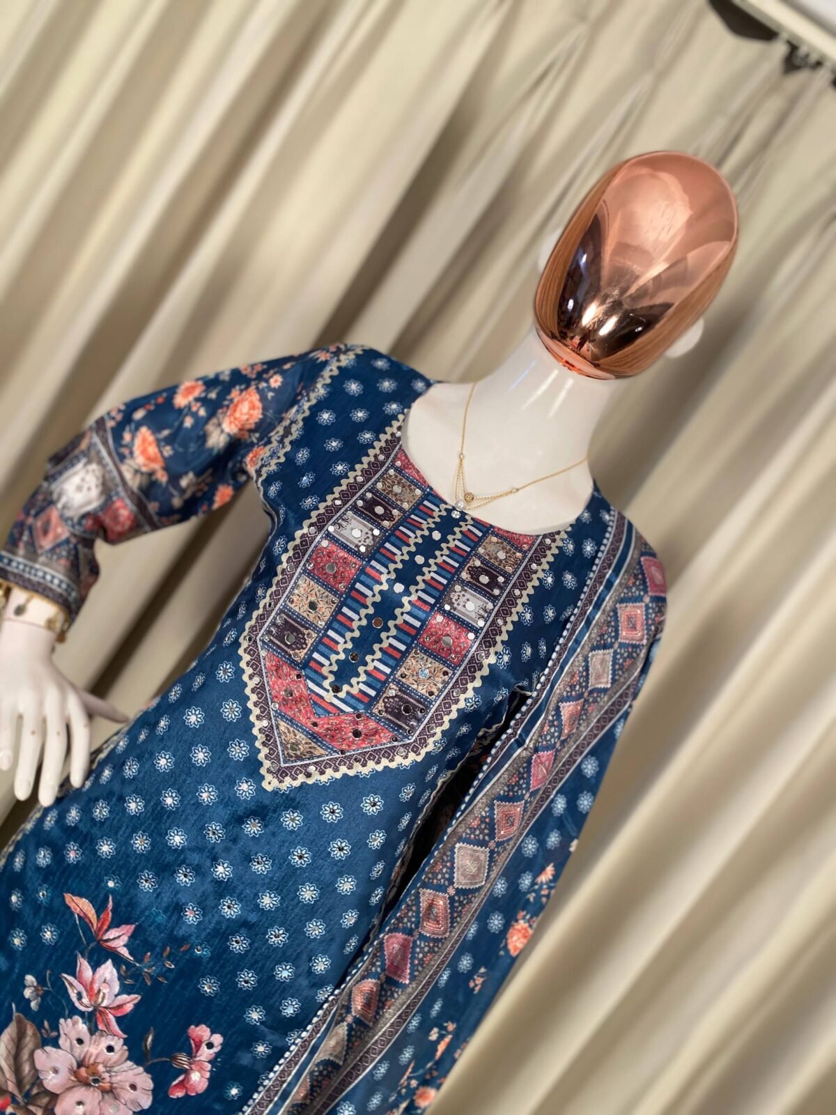 Perfect for Party & Wedding – Designer Printed Pant Set with Mirror Work - Image 3